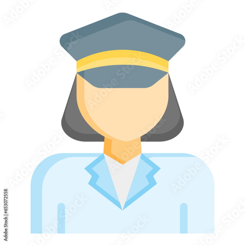  conductor, train, travel, transportation, driver, woman, avatar Icon, Flat style icon vector illustration, Suitable for website, mobile app, print, presentation, infographic and any other project.