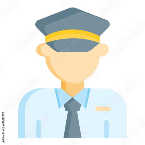  conductor, train, travel, driver, transport, man, avatar Icon, Flat style icon vector illustration, Suitable for website, mobile app, print, presentation, infographic and any other project.