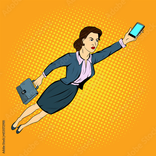Super Hero Office Women vector, Pop Art Comic Super Hero Office Women Vector Stock Illustration