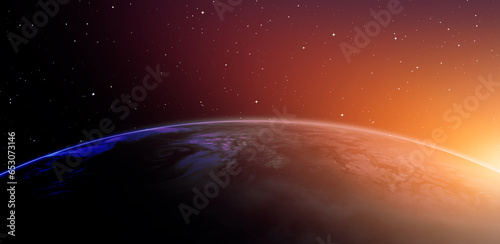 Fototapeta Naklejka Na Ścianę i Meble -  Planet Earth with a spectacular sunset 