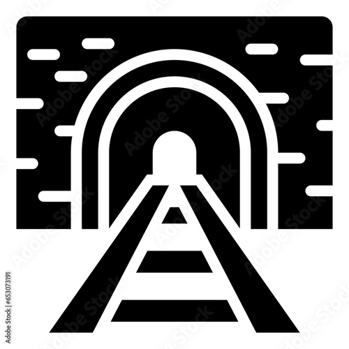  tunnel, railway, railroad, train, Passage, track, transportation Icon, Glyph style icon vector illustration, Suitable for website, mobile app, print, presentation, infographic and any other project.