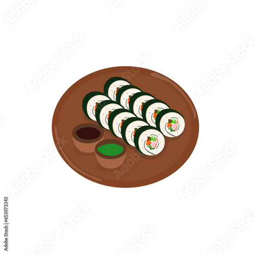 Kimbap or sushi with nori illustration