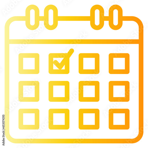  check, calendar, date, schedule, time and date, planning Icon, gradien style icon vector illustration, Suitable for website, mobile app, print, presentation, infographic and any other project.