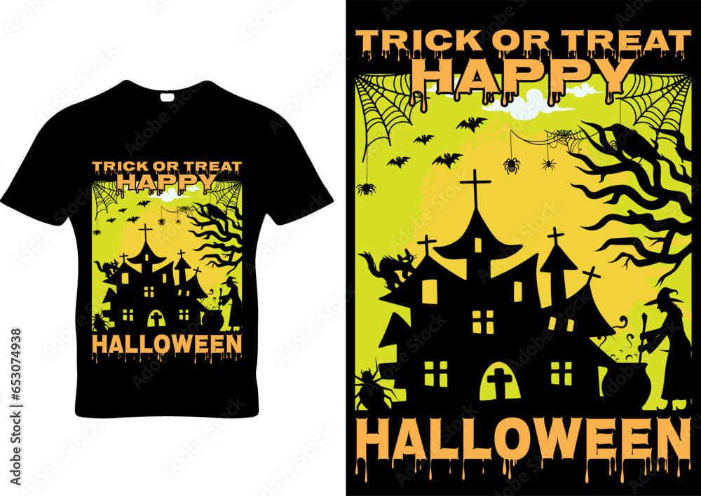 Halloween Happy Scary Night vector print ready t-shirt design| Happy Halloween pod design Halloween Happy Scary Night vector print ready t-shirt design| Happy Halloween pod design