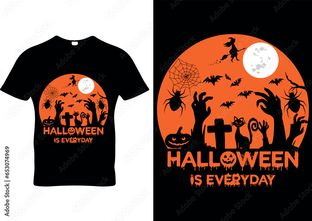 Halloween Happy Scary Night vector print ready t-shirt design| Happy Halloween pod design