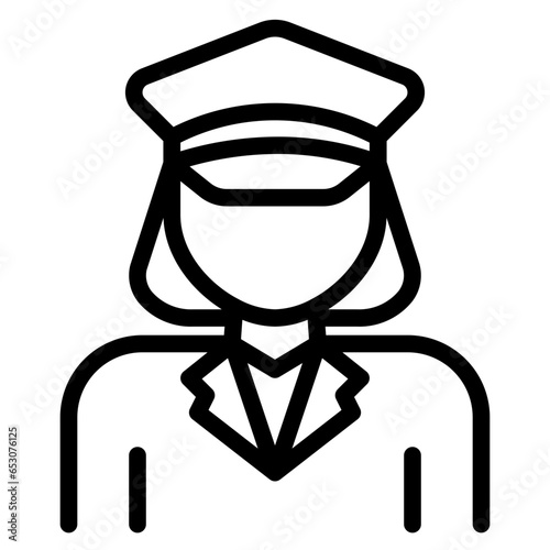 conductor, train, travel, transportation, driver, woman, avatar Icon, Line style icon vector illustration, Suitable for website, mobile app, print, presentation, infographic and any other project.