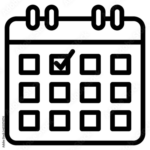  check, calendar, date, schedule, time and date, planning Icon, Line style icon vector illustration, Suitable for website, mobile app, print, presentation, infographic and any other project.