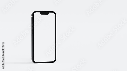 mobile phone move and show empty white screen, application or website present, 3D rendering 4K