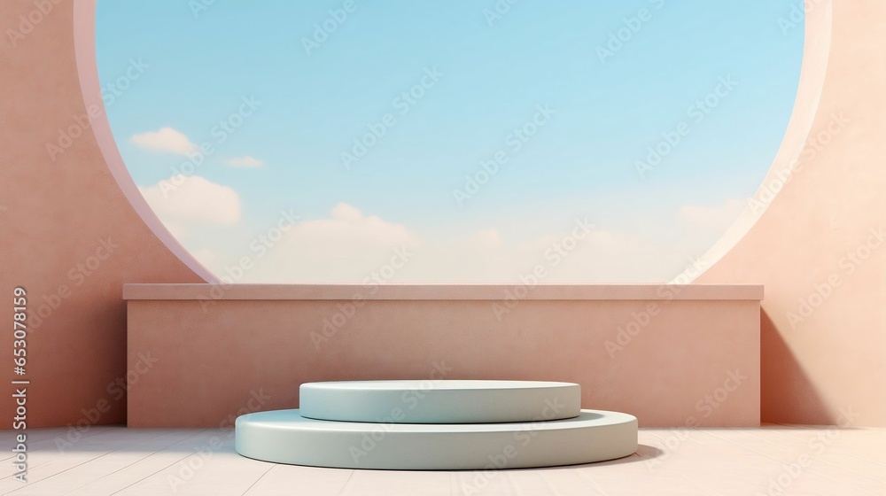 Podium, stand on pastel light stucco background
Podium, stand on pastel light stucco background