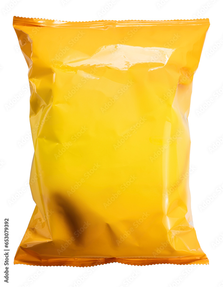 Foil and plastic snack bags mockup isolated on white background, Orange ...