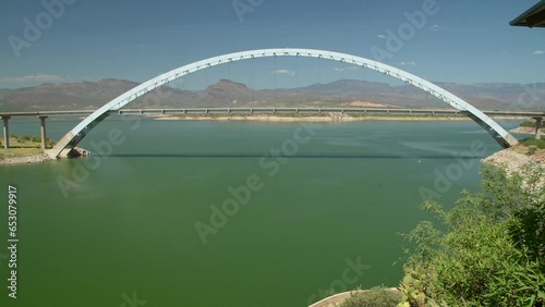 The Theodore Roosevelt Lake Bridge is a vehicular bridge traversing Theodore Roosevelt Lake between Gila County and Maricopa County, Arizona. photo