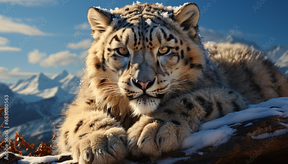 Obraz premium Majestic tiger, fierce and strong, gazes into the wilderness generated by AI
