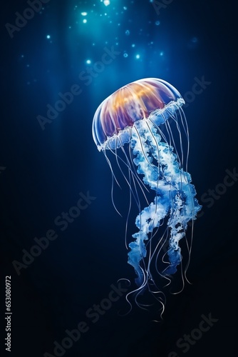 Pacific sea nettle jelly, Chrysaora, fuscescens, vertical; Pacific sea, nettle jelly, back-flip; jellyfish, vertical background