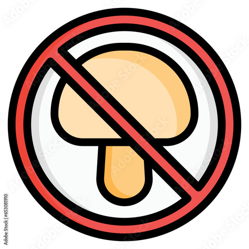  mushroom, sign, prohibition, forbidden Icon, Filled Line style icon vector illustration, Suitable for website, mobile app, print, presentation, infographic and any other project.
