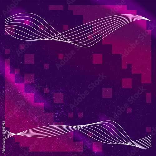 Shiny Light Pink Anbstract Pixel Block Background with White Line Waves photo