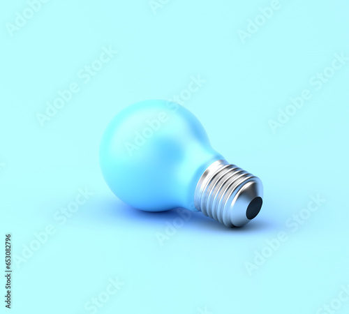3d illustration of blue bulb on blue background pastel.