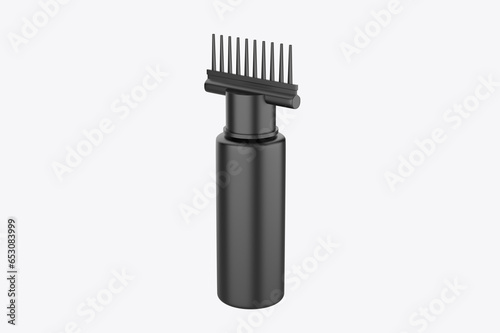 hair oil bottle with comb isolated on white background. 3d illustration