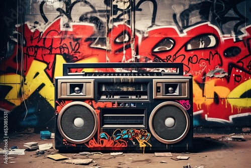 Retro old design ghetto blaster boombox radio.