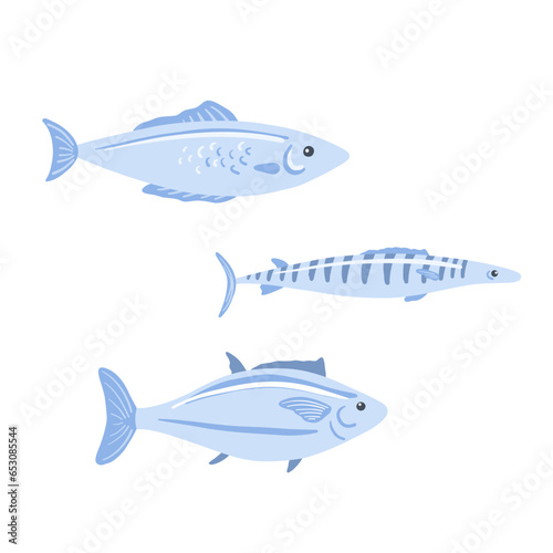 Fish set. Vector illustration in cartoon style isolated on white background