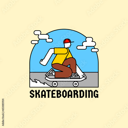 simple young summer skateboarder illustration artwork