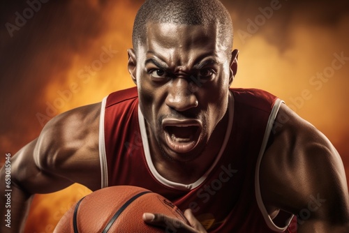 Portrait of african american basketball player. © Bargais