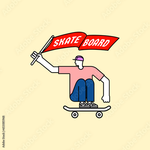 simple young summer skateboarder illustration artwork
