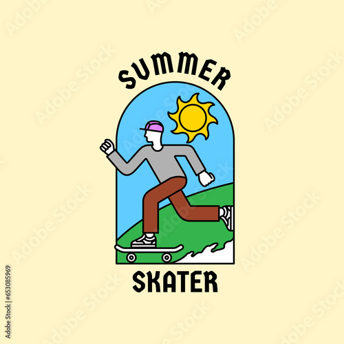 simple young summer skateboarder illustration artwork