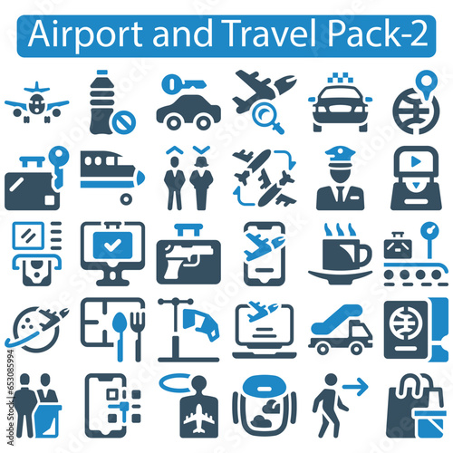Airport and Travel icon set vector illustration