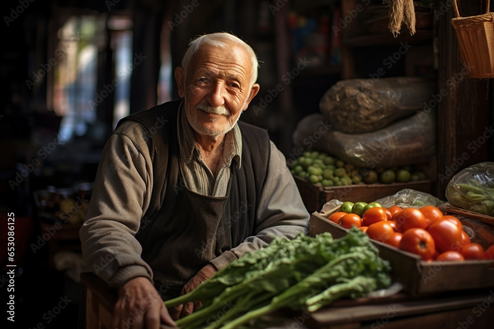 Portrait of a market merchant in Turkey.