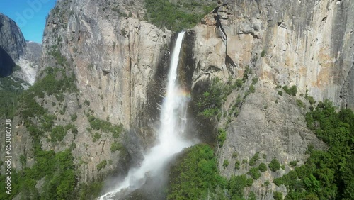 Waterfall in the mountains drone