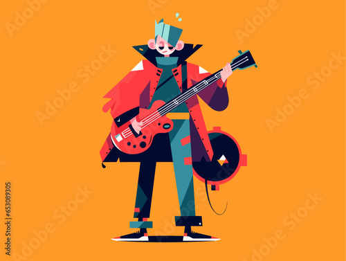 Musician in cool trendy style, vector graphic, simple shapes © Viktory