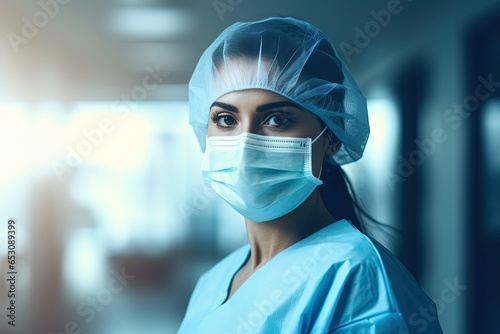 Female doctor wearing a protective mask.
