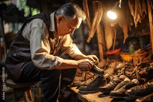 Wallpaper Mural Craftsman repairing shoe. Torontodigital.ca
