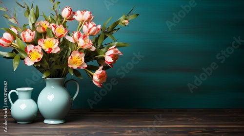 Blooming Beauty: Vibrant Still Life with Fresh Flowers in a Vase