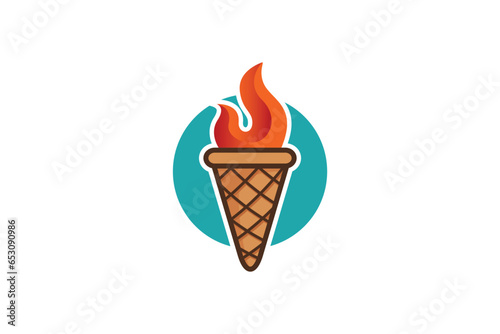 torch ice cream logo design vector, colorful style