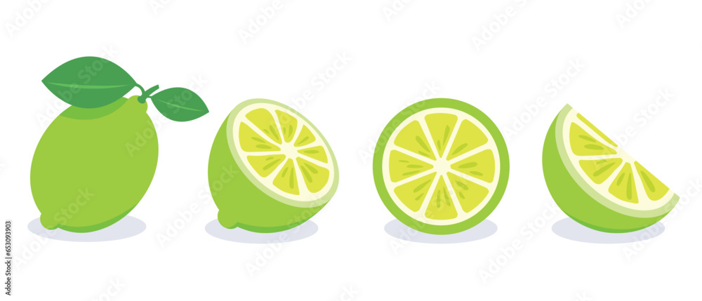 Set of green lemon vector illustration