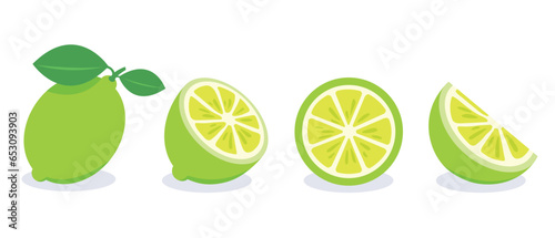 Set of green lemon vector illustration