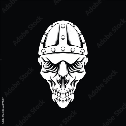 vector illustration design for t shirt and logo, royal knight skull head with war helmet
