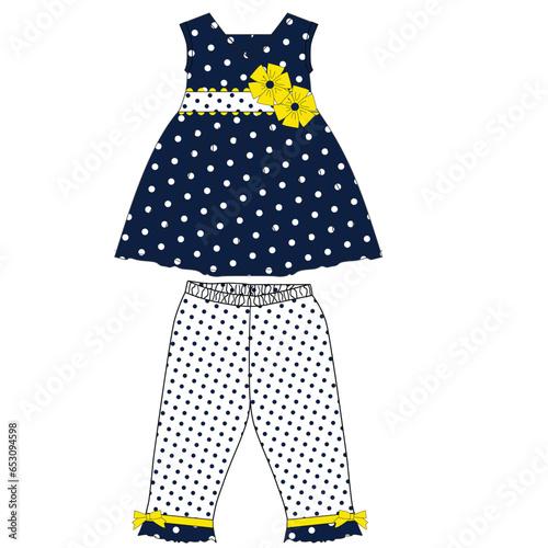 baby girls frocks with leggings yellow flower print