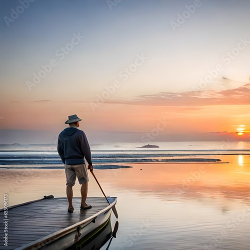 silhouette of a person on a boat
