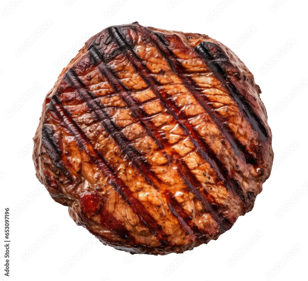 Grilled hamburger cutlet isolated on transparent background Grilled hamburger cutlet isolated on transparent background