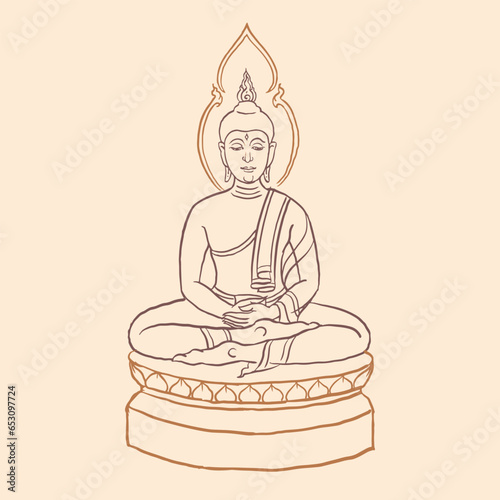 buddha statue silhouette vector for card decoration illustration