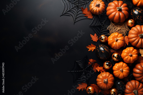 Halloween holiday card. Top view with copy space.