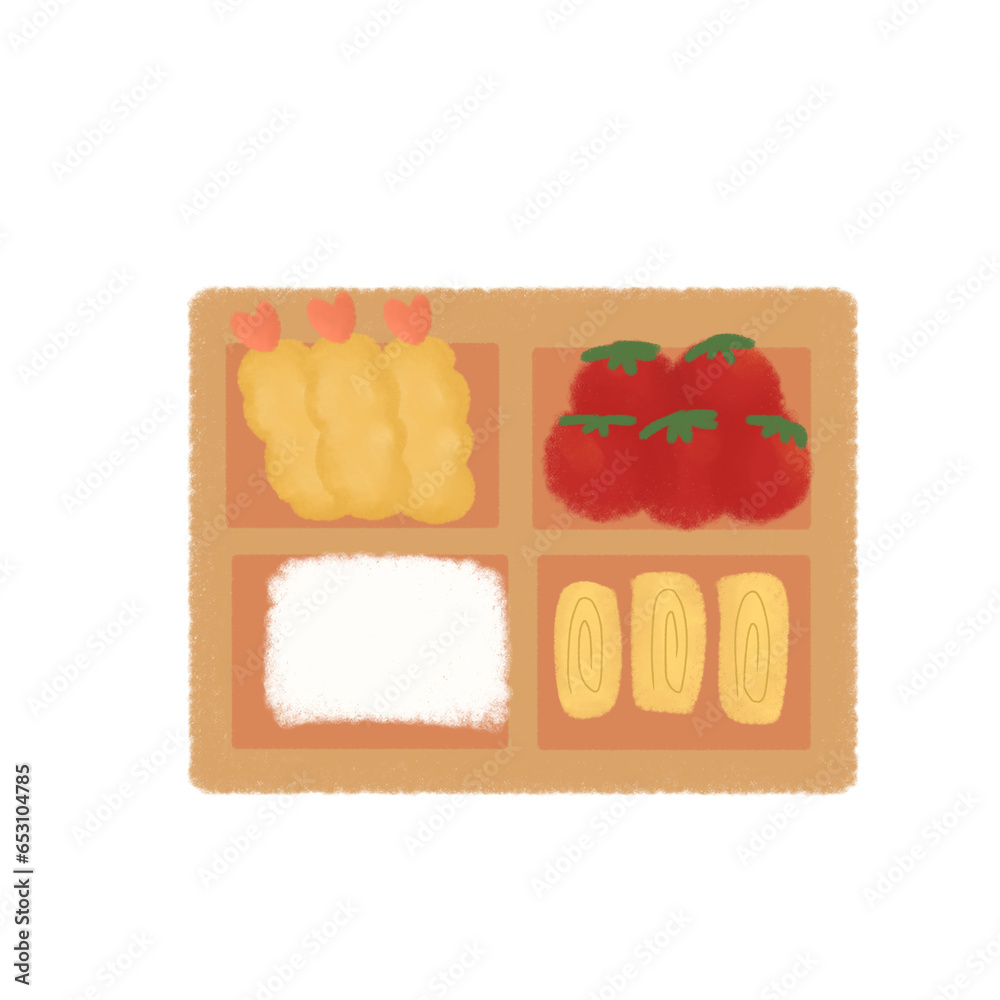 Pastel Rice Box Bento rice box, oil pastel style. Isolated on white background Stock ...