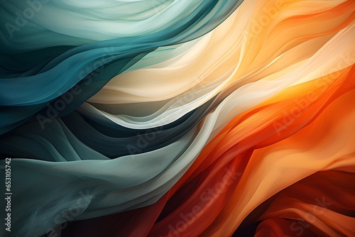 Organic abstract panorama wallpaper background, the wavy curve of an abstract fabric. generative ai