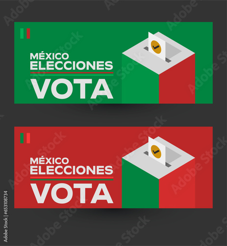 Vota Mexico Elecciones, Vote Mexican Elections spanish text design.