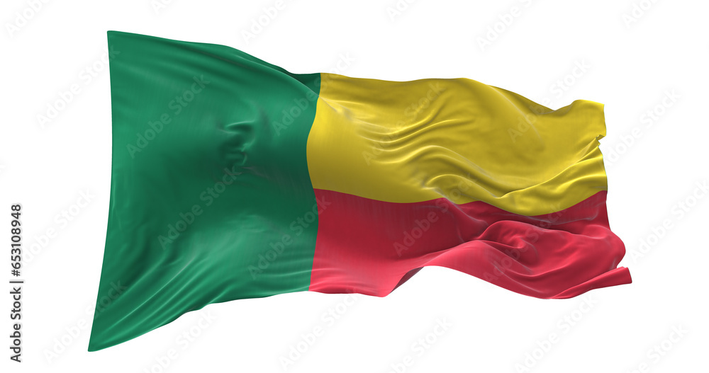 3d illustration flag of Benin. Benin flag waving isolated on white background with clipping path. flag frame with empty space for your text. 3d illustration flag of Benin. Benin flag waving isolated on white background with clipping path. flag frame with empty space for your text.