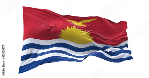 3d illustration flag of Kiribati. Kiribati flag waving isolated on white background with clipping path. flag frame with empty space for your text.