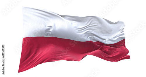 3d illustration flag of Poland. Poland flag waving isolated on white background with clipping path. flag frame with empty space for your text.