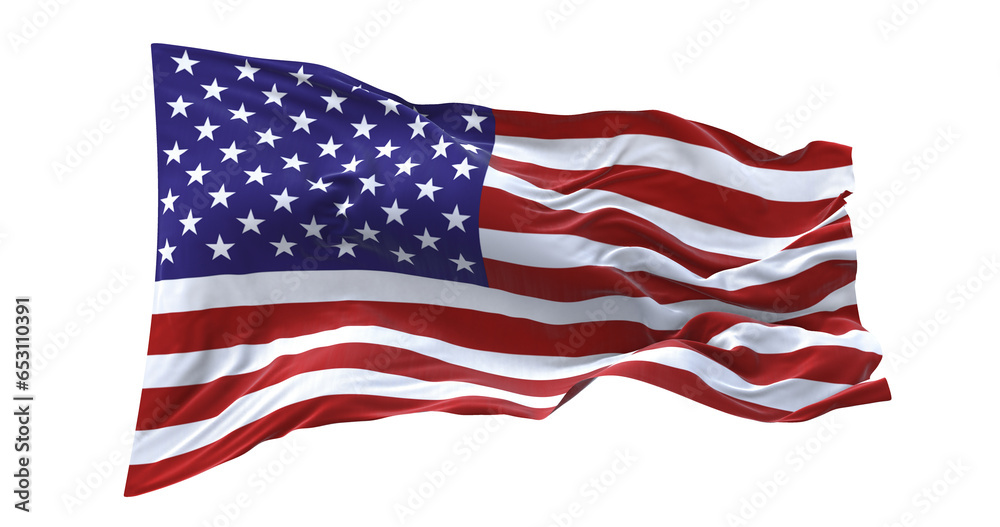 Fototapeta premium 3d illustration flag of America. America flag waving isolated on white background with clipping path. flag frame with empty space for your text.